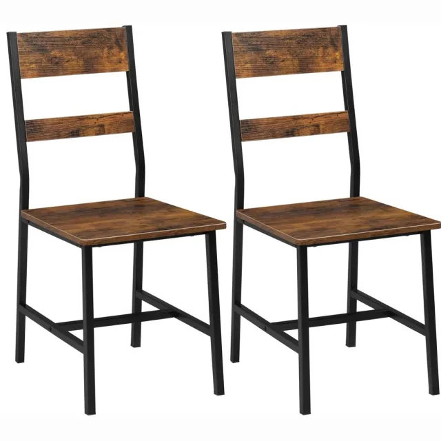 Smyl. Stoelen - Stoelen - Eetkamerstoelen - Eetkamerstoelen set van 2 - Industriëel - Hout - Hoge Rug - Bruin/Zwart