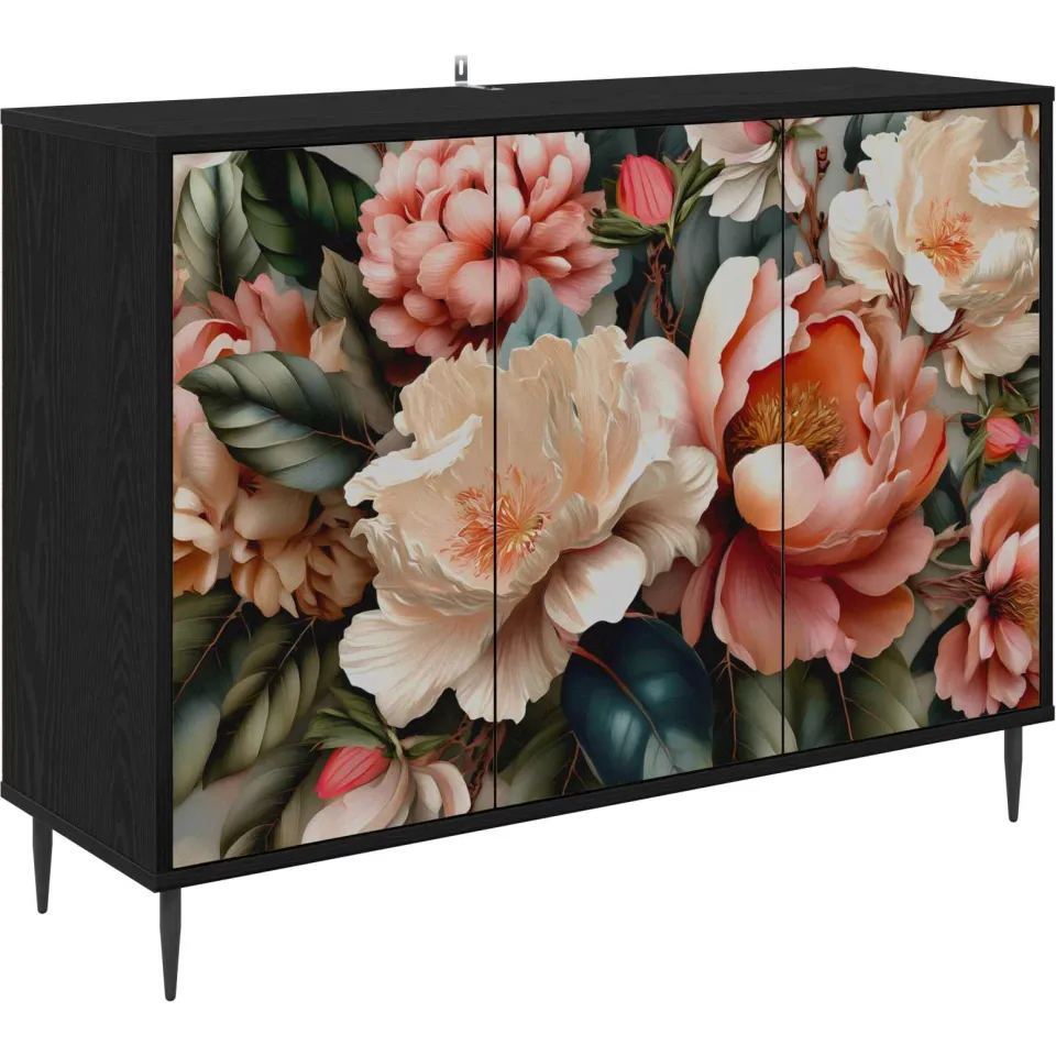 vidaXL Dressoir BORNE Zwart eiken 102 x 33 x 76 cm Bewerkt hout, foto 3