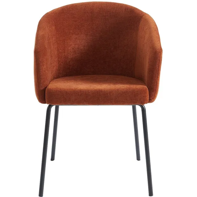 Vente-unique Set van 2 stoelen met armleuningen van stof en metaal - Terracotta - MORONI