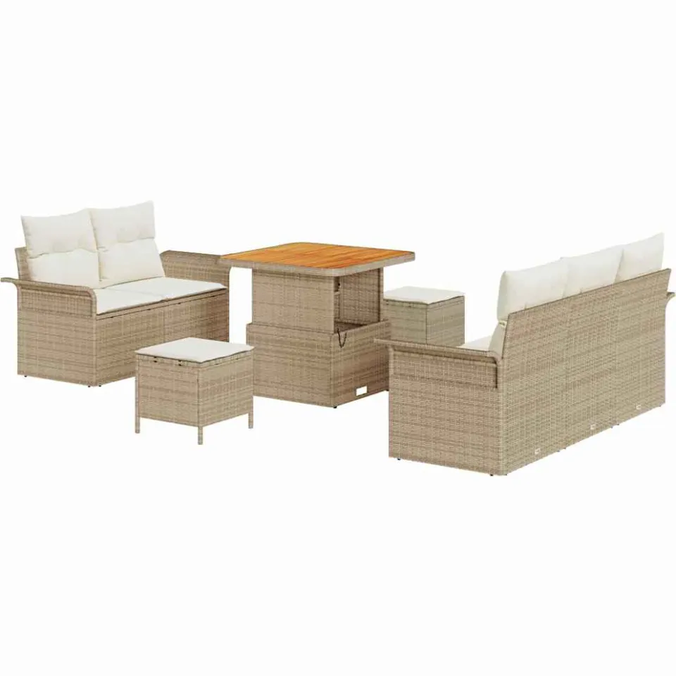 vidaXL Tuinbankenset 8 st Beige poly rattan