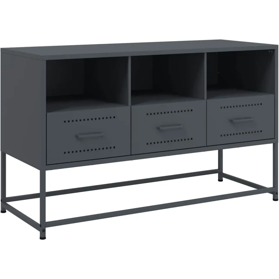 vidaXL Tv-meubel 100,5x39x60,5 cm staal antracietkleurig Anthraciet