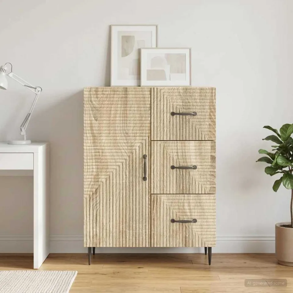vidaXL Dressoir met lade Sonoma Eiken 66 x 34,5 x 89,5 cm Bewerkt hout, foto 3