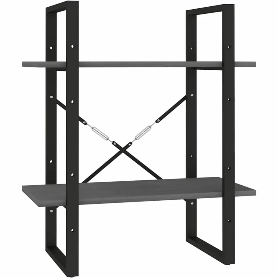 vidaXL Boekenkast met 2 schappen 60x30x70 cm massief grenenhout grijs, foto 3