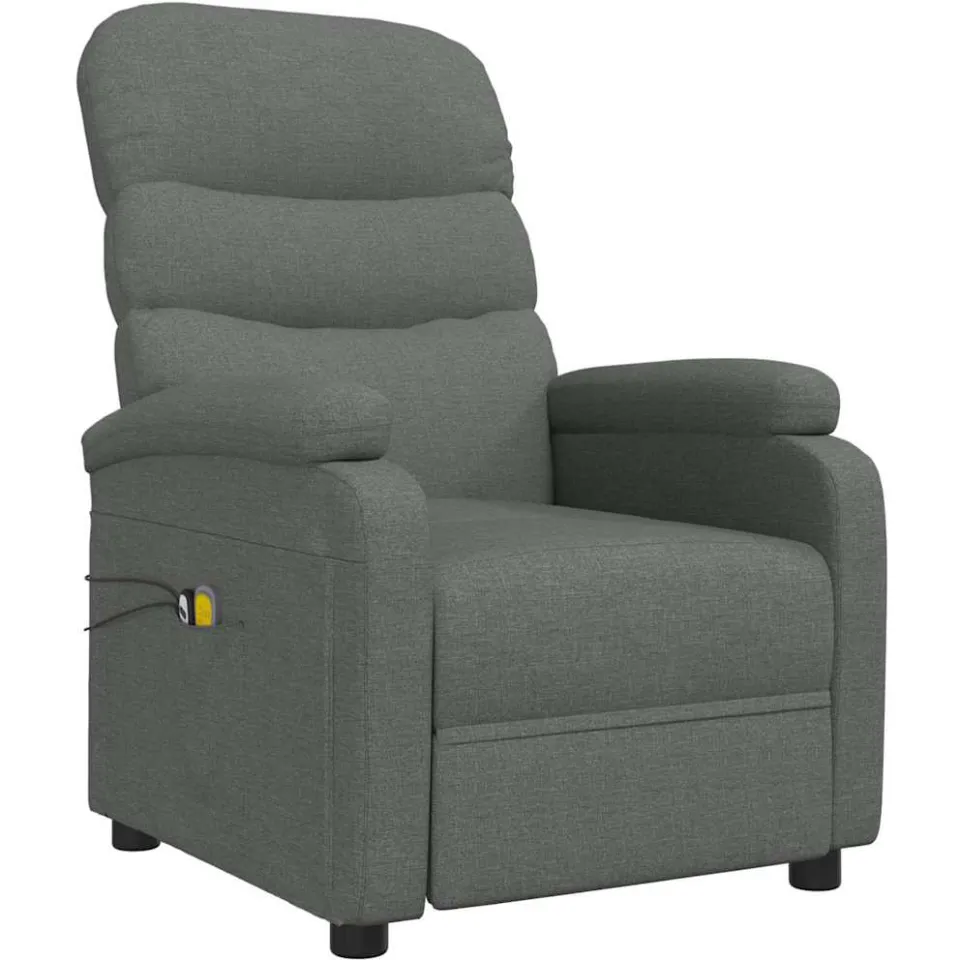 vidaXL Massagestoel elektrisch stof donkergrijs