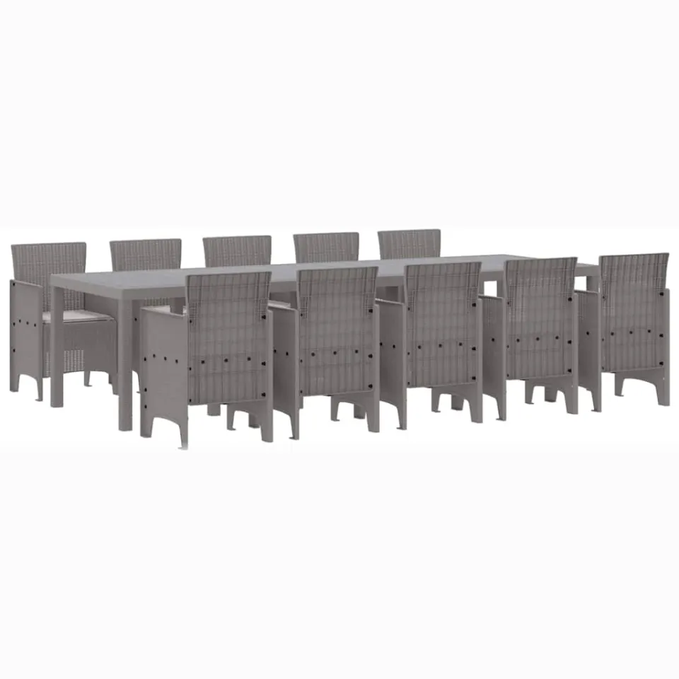 vidaXL Tuin Eetset 11 st Lichtgrijs Rattan en Aluminium