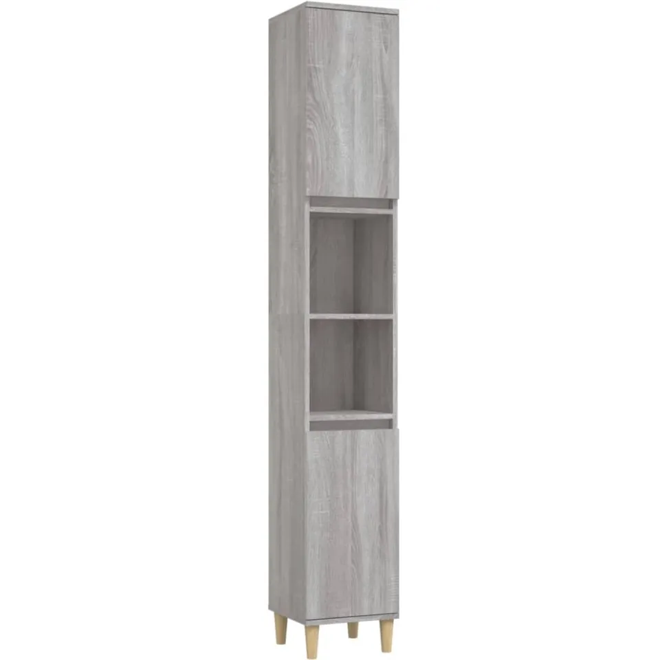 vidaXL 3-delige Badkamermeubelset bewerkt hout grijs sonoma eikenkleur, foto 4