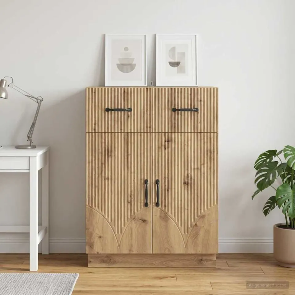 vidaXL Dressoir Artisanaal eiken 66 x 34,5 x 87 cm Bewerkt hout, foto 3