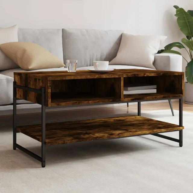 vidaXL Salontafel 90x50x45 cm bewerkt hout gerookt eikenkleurig Bruin