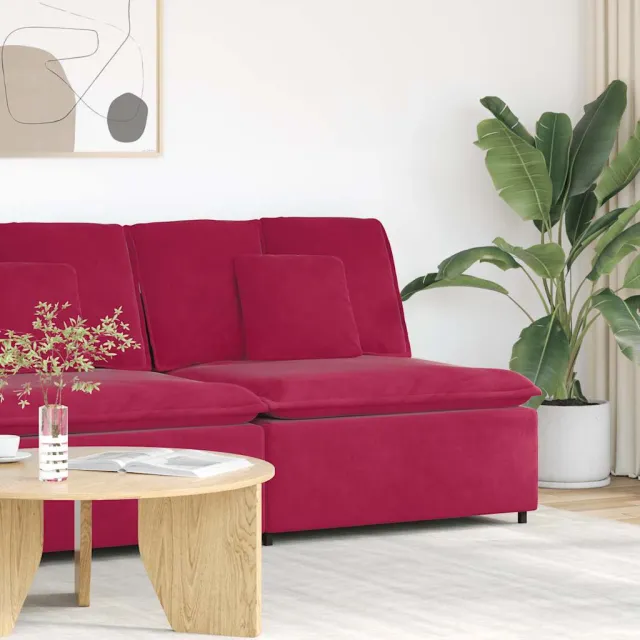 vidaXL Modulaire bank middenmodule met kussens 100 cm wijnrood