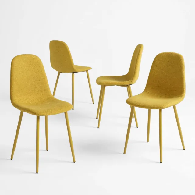 MEUBLE COSY Eetkamerstoel - Set Van 4 Gestoffeerd Scandinavisch - Gember