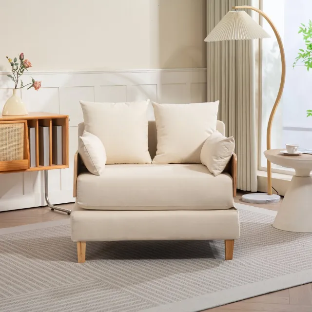 en.casa Slaapbank Seinlus 1-zits 81x88x68 cm beige [en.casa]