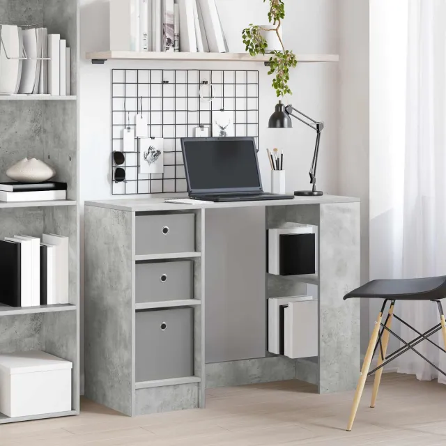 vidaXL Bureau Beton Grijs 100 x 40 x 75 cm Bewerkt hout, foto 2