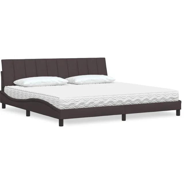 vidaXL Bed met matras "Hanko" stof donkerbruin 200x200 cm