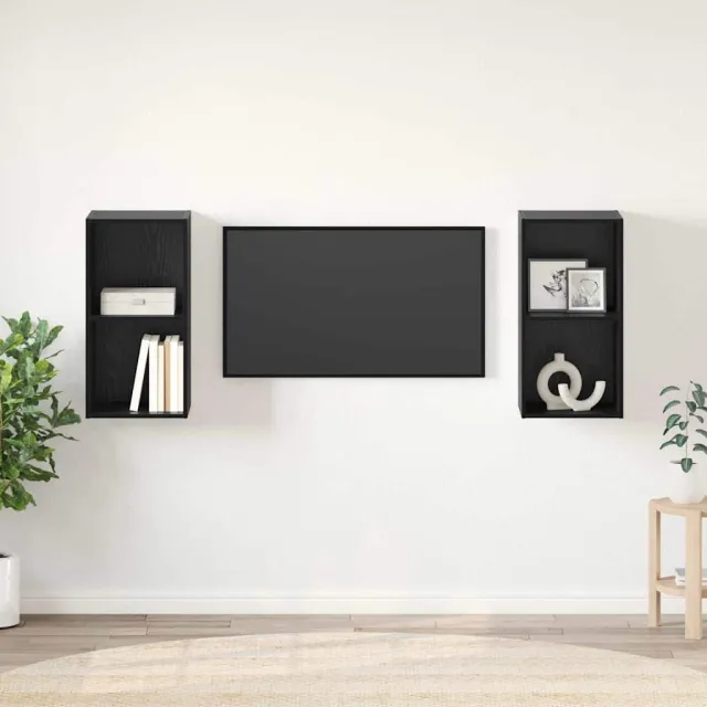 vidaXL Tv-meubelset 2 st 37 x 37 x 72 cm Zwart Eiken, foto 2