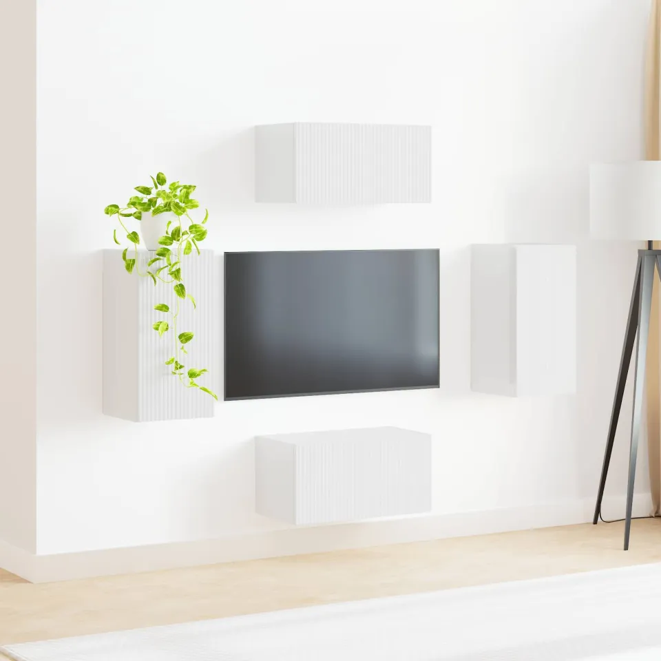 vidaXL Tv-meubelset 4 st Hoogglans wit Bewerkt hout, foto 4