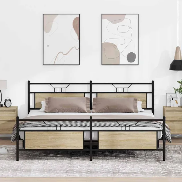 vidaXL Bedframe zonder matras metaal sonoma eikenkleurig 193x203 cm