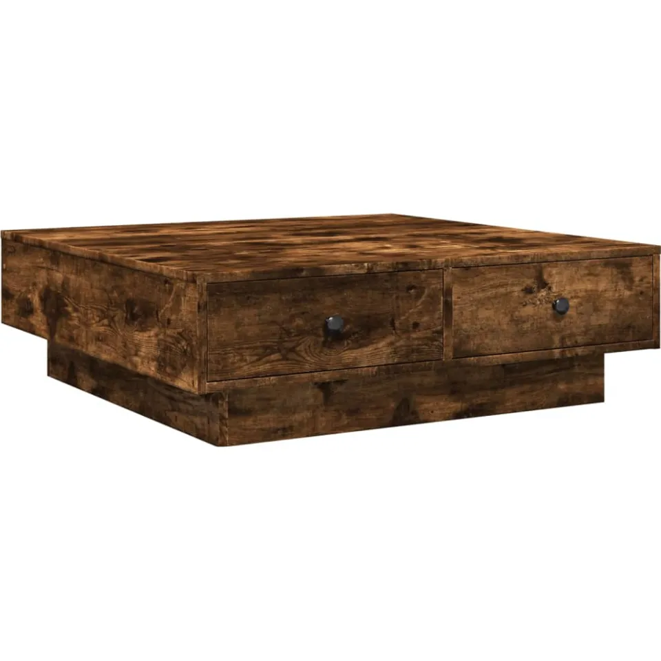 vidaXL Salontafel 90x90x28 cm bewerkt hout gerookt eikenkleurig, foto 4