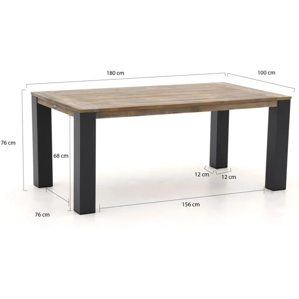 ROUGH Furniture ROUGH-S/ROUGH-X 180cm dining tuinset met bank 4-delig stapelbaar bruin, foto 4
