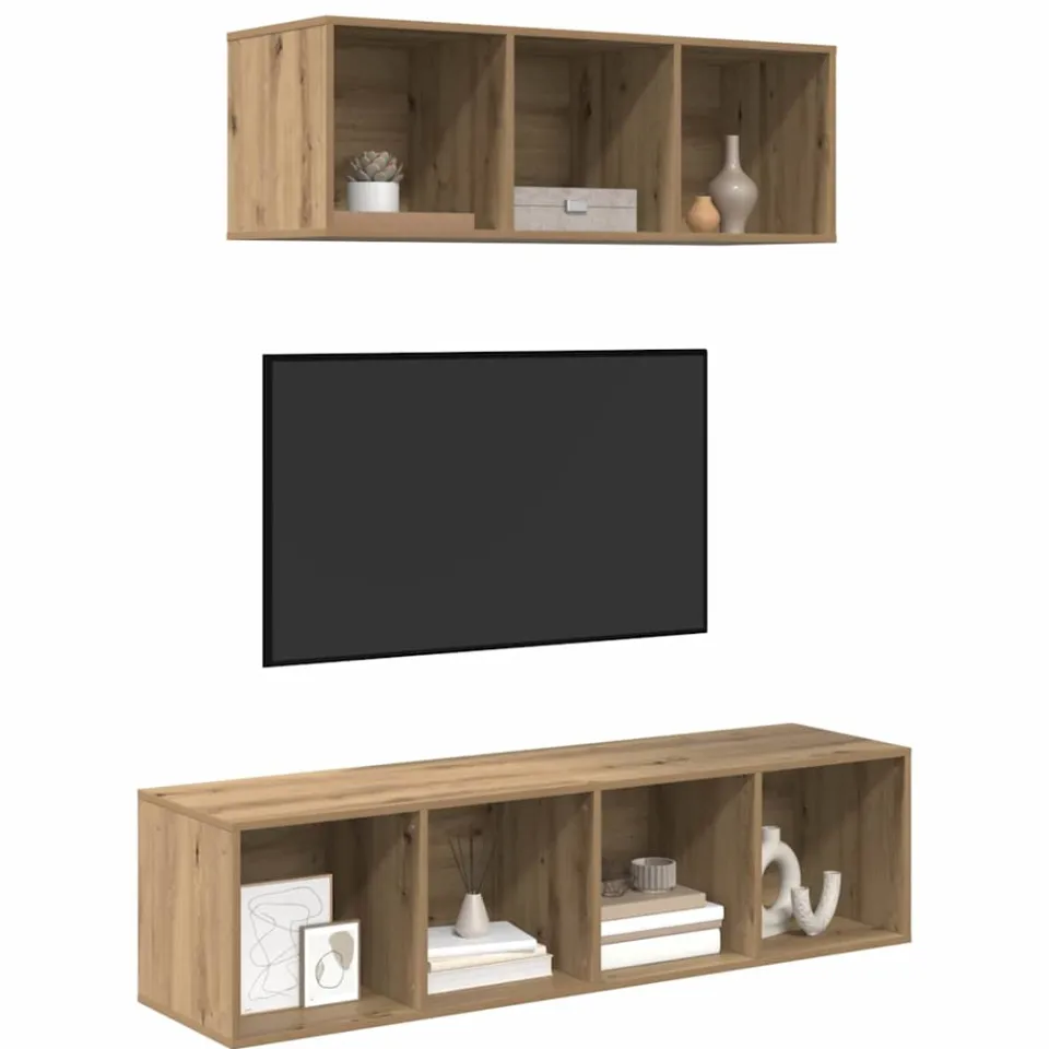 vidaXL Tv-meubelset 2 st Artisan Eiken Bewerkt hout, foto 3