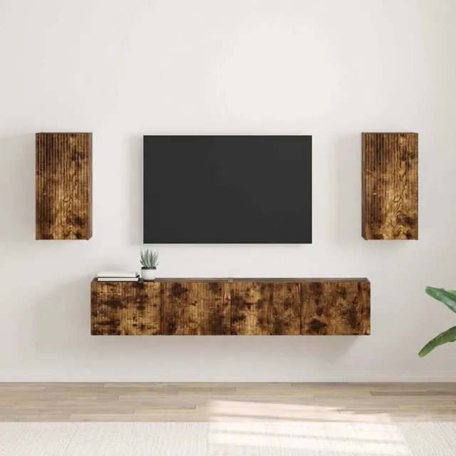 vidaXL TV Wandkast 2 st Gerookt eiken Bewerkt hout Bruin