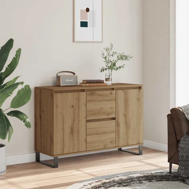 vidaXL Dressoir 101,5x35x70 cm bewerkt hout artisanaal eikenkleurig, foto 2