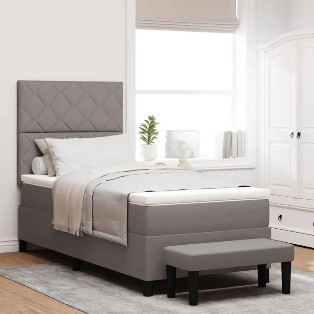 vidaXL Boxspringbed met hoofdeinde Taupe 90 x 200 cm Stof