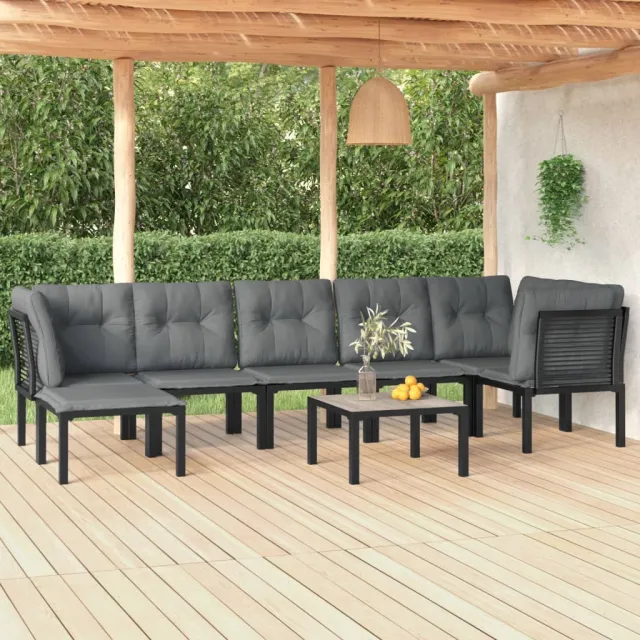 vidaXL 8-delige Loungeset poly rattan zwart en grijs, foto 2