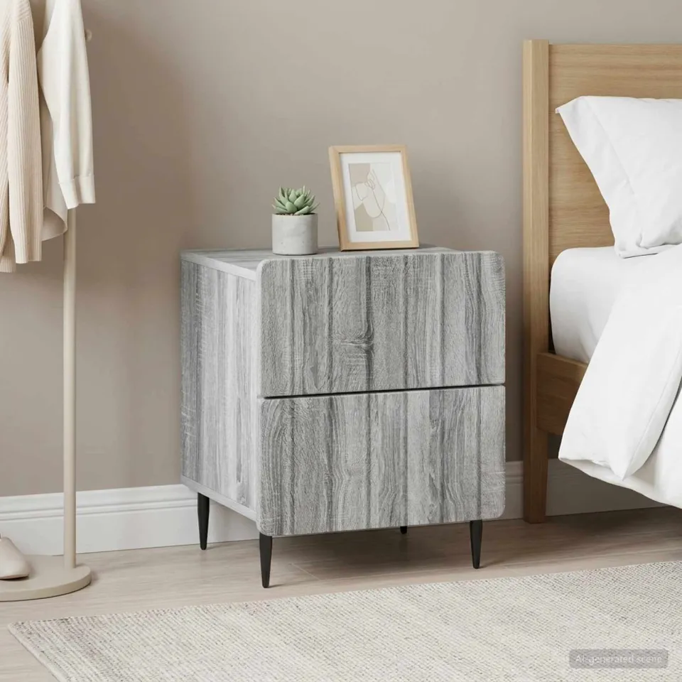 vidaXL Nachtkastje 2 st Grijs sonoma 43 x 34,5 x 49,5 cm Bewerkt hout, foto 4