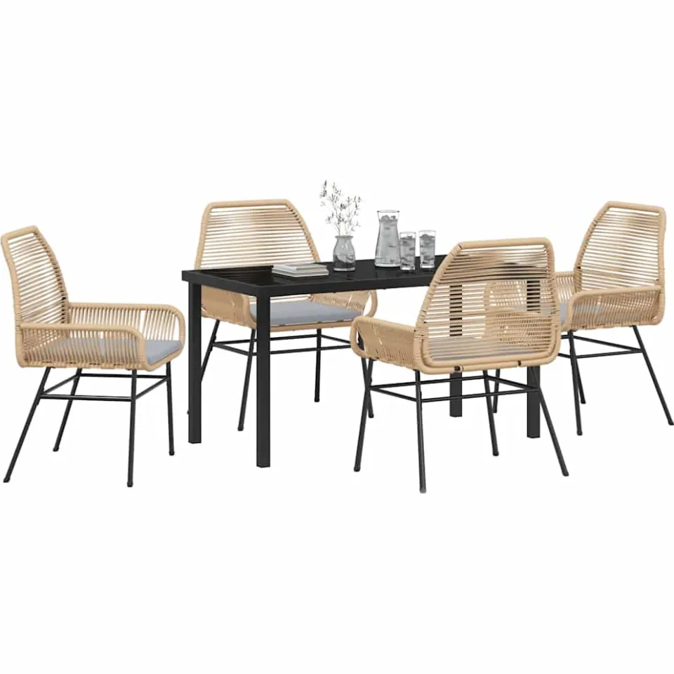 vidaXL Tuin eettafelset 5 st Bruin poly rattan