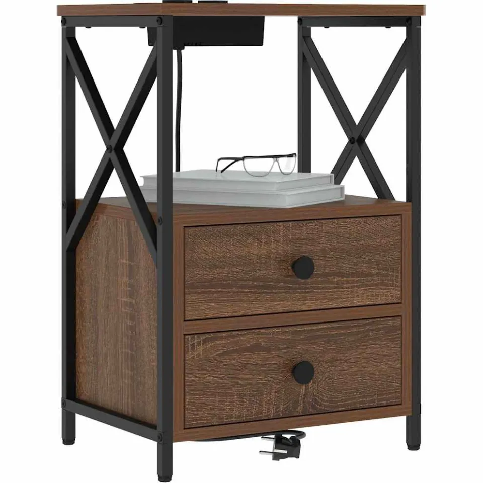 vidaXL Nachtkastje Bruin Eiken 40 x 31 x 60 cm Bewerkt hout