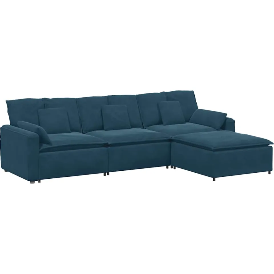 vidaXL Modulaire bank met voetenbank en kussens blauw