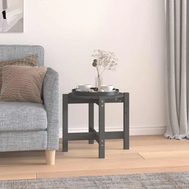 vidaXL Salontafel Ø 52,5x45 cm massief grenenhout grijs, foto 2