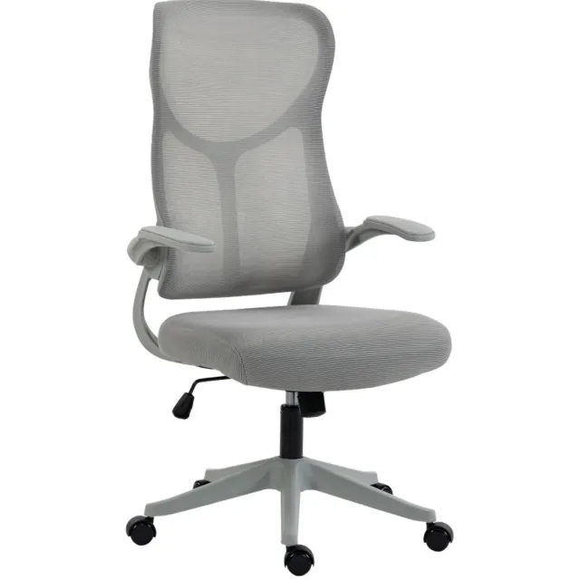 REDOM Ergonomische bureaustoel - Mesh rugleuning en opklapbare armleuningen - Grijs