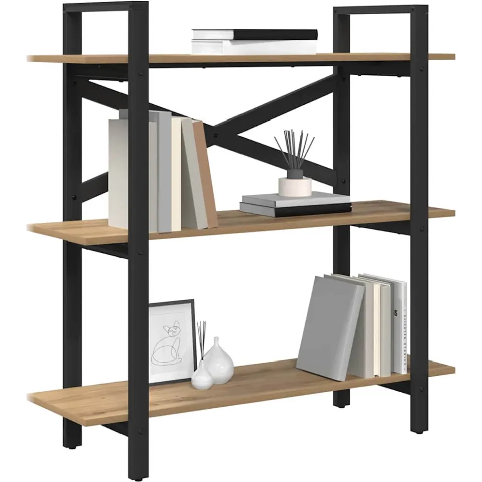 vidaXL Boekenkast 3-laags 100 x 33,5 x 102 cm Bewerkt hout Bruin