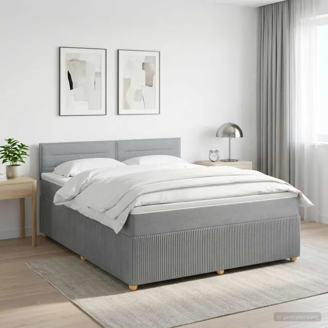 vidaXL Boxspringbed met matras Lichtgrijs 180 x 200 cm Stof