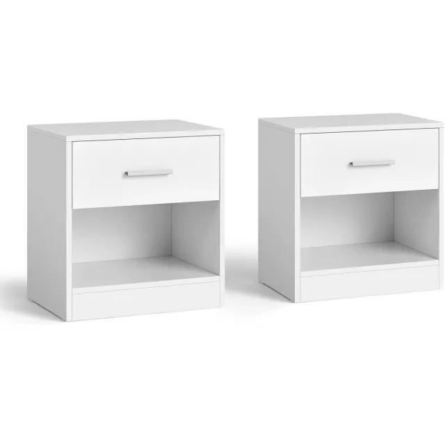 M Goods M-Goods - Nachtkastjes Set van 2 - Nachtkastje Wit - Moderne Bijzettafel met Lade - Slaapkamer Kastje - Compact & Stabiel Design