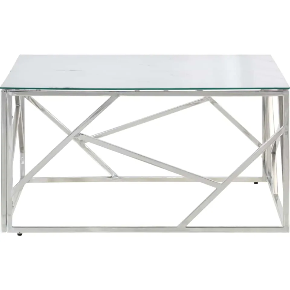 vidaXL Salontafel roestvrijstaal en gehard glas zilverkleurig
