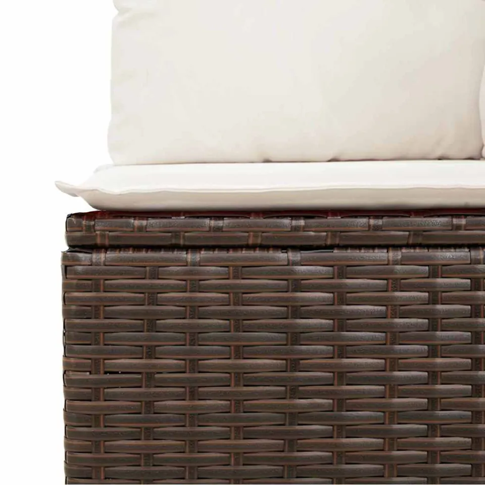 vidaXL Tuinbankenset 8 st Bruin en wit poly rattan, foto 4