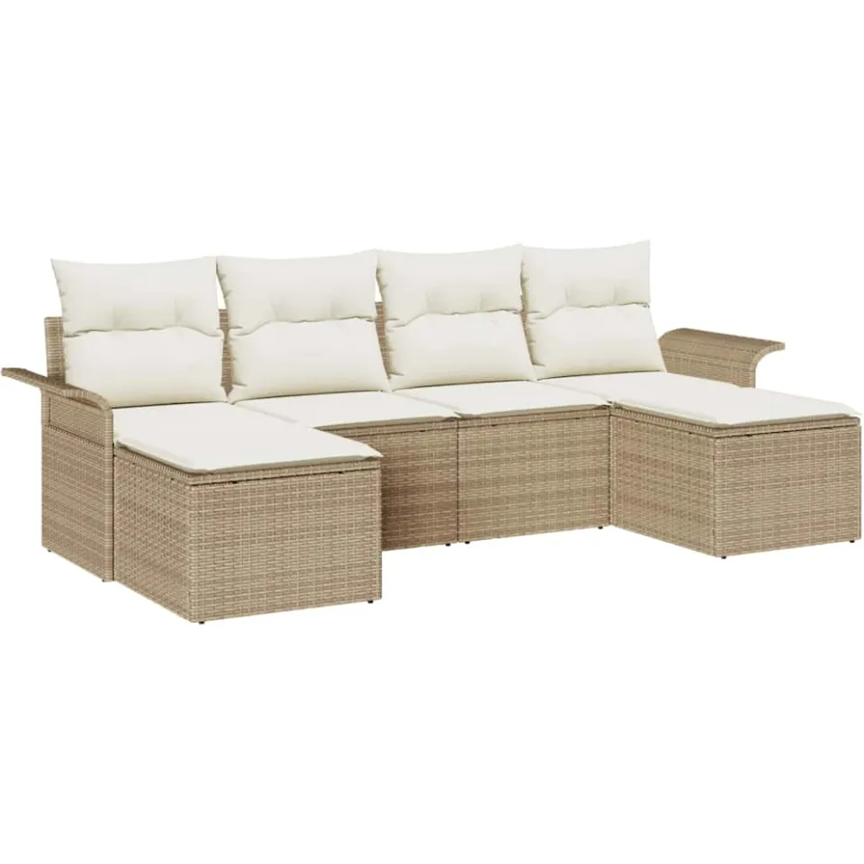 vidaXL Tuin Sofa Set 6 st Beige poly rattan