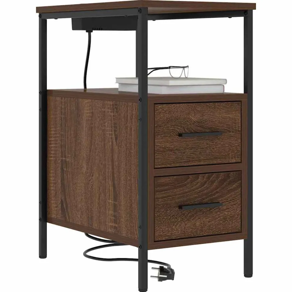 vidaXL Nachtkastje 2 st Bruin Eiken 30 x 48 x 61 cm Bewerkt hout