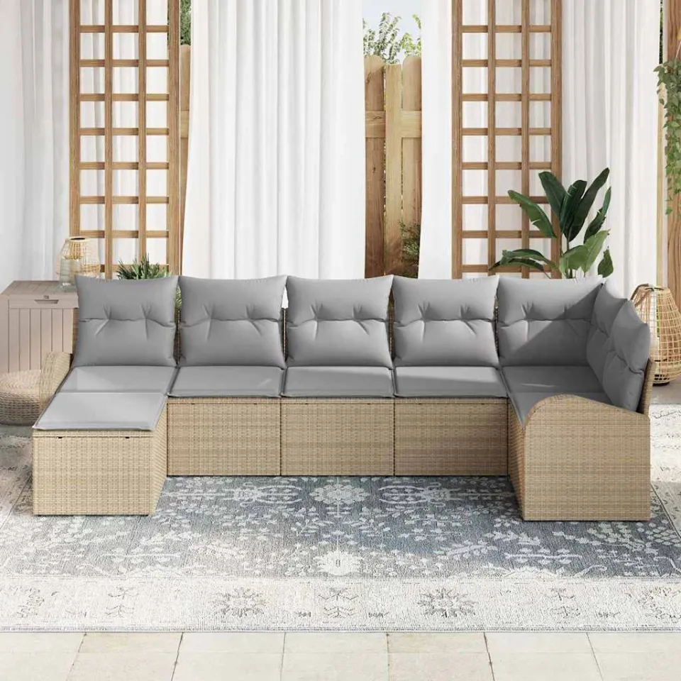 vidaXL Tuin Sofa Set 7 st Beige [Synthetisch]: Poly Rattan, foto 3
