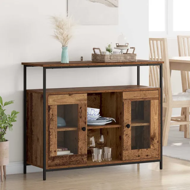 vidaXL Dressoir Oud Hout 100 x 35 x 80 cm Bewerkt hout Bruin