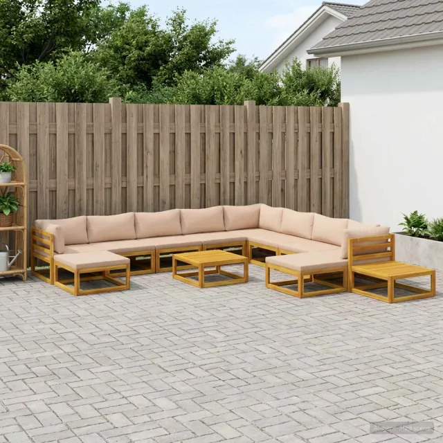 vidaXL Bankstel 12 st Naturel Massief Acaciahout, foto 2