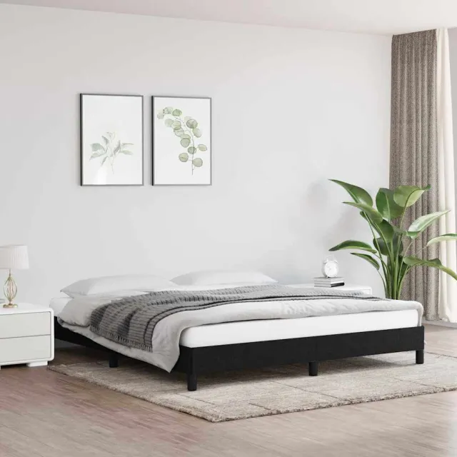 vidaXL Bedframe zonder matras stof zwart 160x200 cm