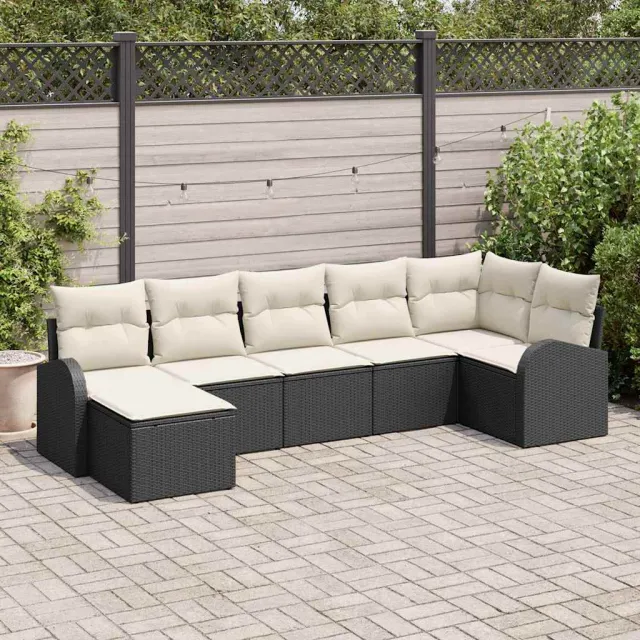 vidaXL Tuin Sofa Set 7 st Zwart [Synthetisch]: Poly Rattan, foto 2