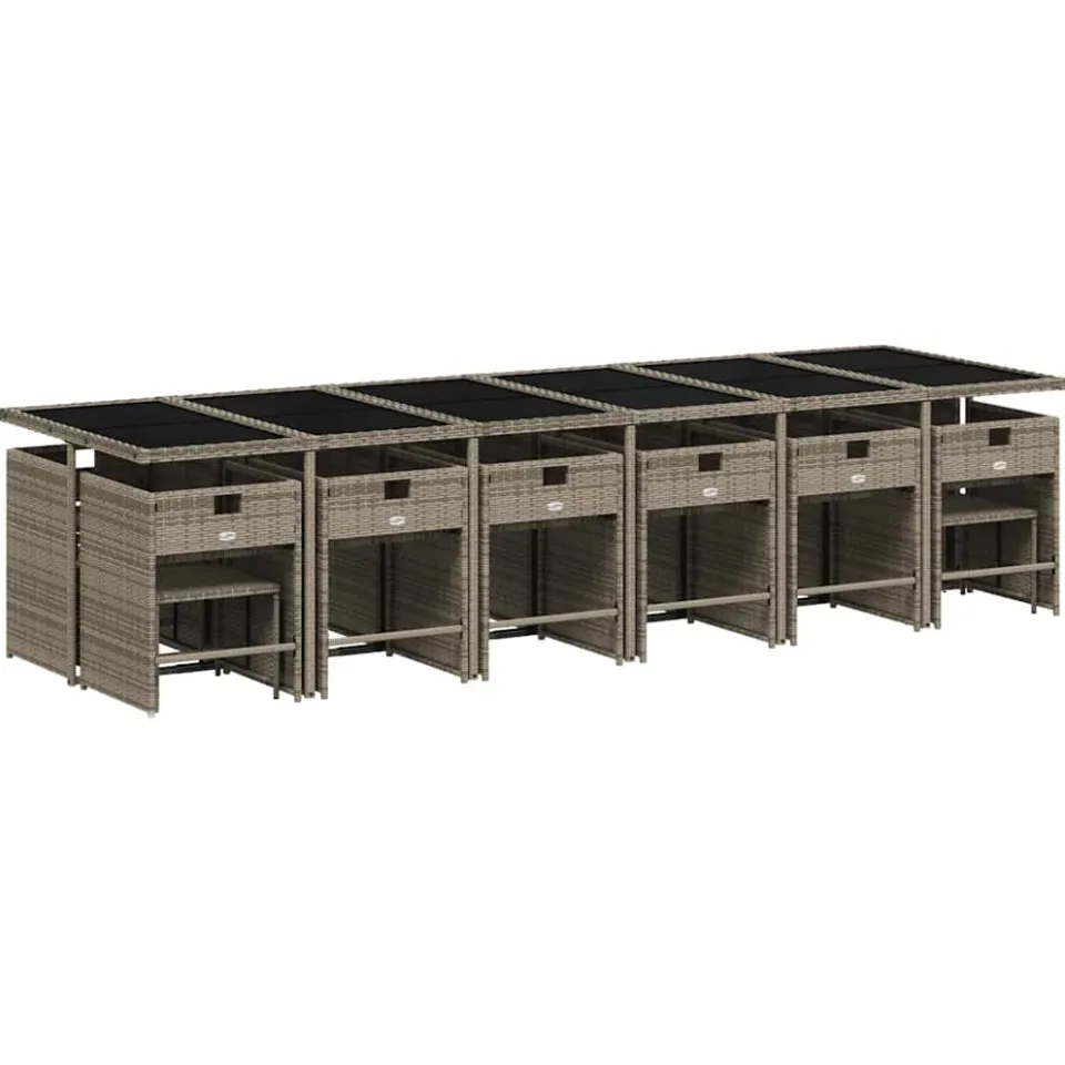 vidaXL 17-delige Tuinset met kussens poly rattan grijs, foto 4