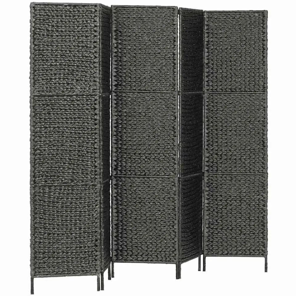 vidaXL Kamerscherm met 5 panelen 193x160 cm waterhyacint zwart, foto 2
