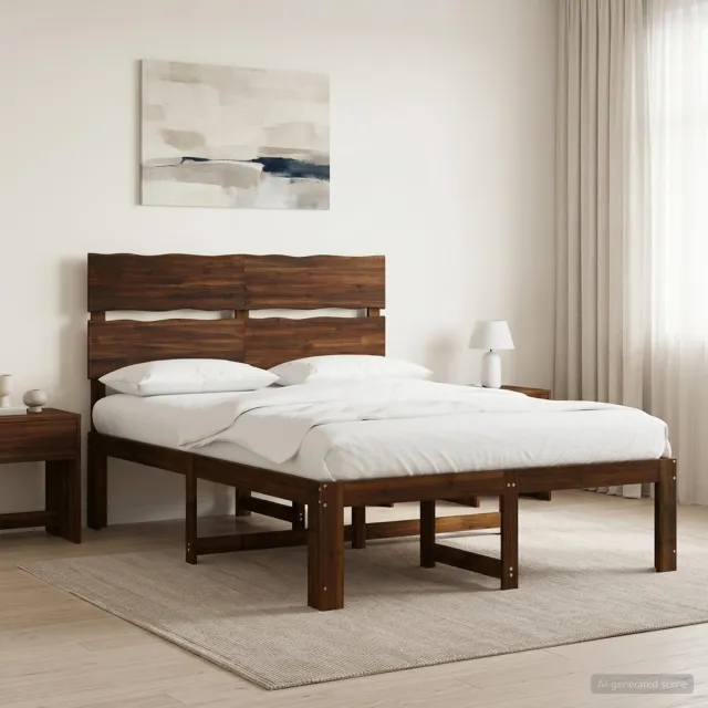vidaXL Tweepersoonsbed met hoofdeinde ROSTOCK Donkerbruin 140 x 200 cm