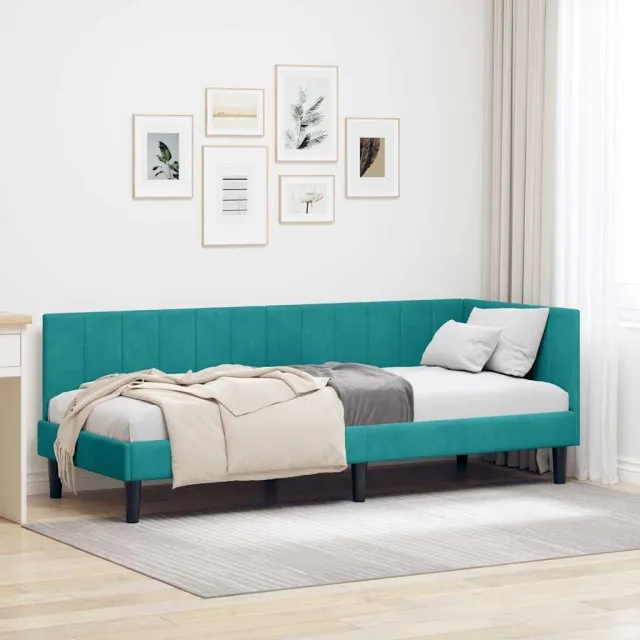 vidaXL Hoekbedframe Turquoise 80 x 200 cm fluweel