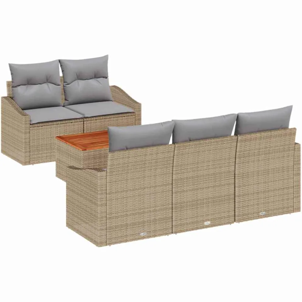 vidaXL Tuinbankenset 6 st Beige en Licht Grijs poly rattan